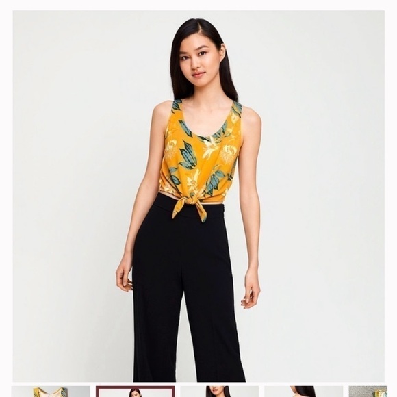 Aritzia Tops - Babaton tie-front crop tank top Yellow Floral S aritzia